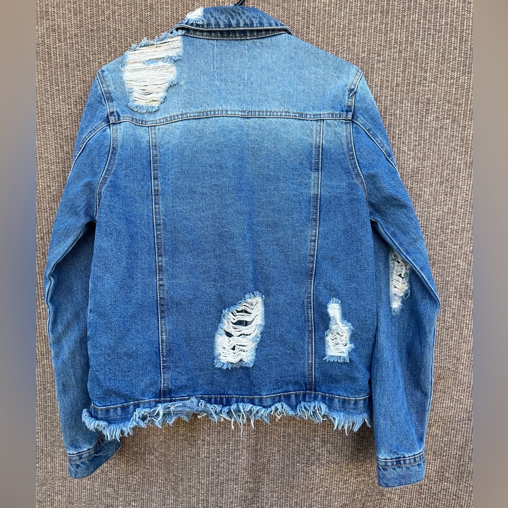 Iris Basic & Contemporary Blue Distressed Denim J… - image 6